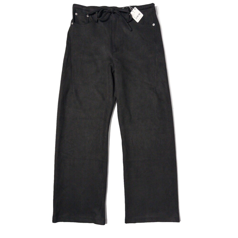 NWT Lioness Black Microfiber Suede Feel Elastic Waist Wide Leg Pants Women Sz. S